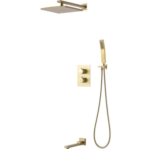 brushed gold thermostatic bath shower faucets kit 3-way embedded box swivel tub spout black faucet bathroom sets
brushed gold thermostatic bath shower faucets kit 3-way embedded box swivel tub spout black faucet bathroom sets