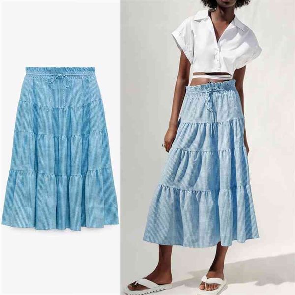 summer tiered plaid blue skirt women high waist adjustable elastic drawstring skirts fashion loose pleat 210524, Black
summer tiered plaid blue skirt women high waist adjustable elastic drawstring skirts fashion loose pleat 210524, Black