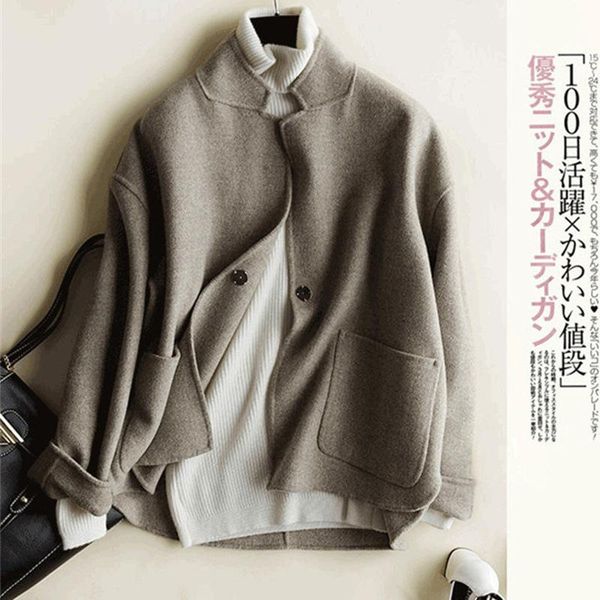 women's wool & blends autumn and winter double-faced cashmere coat large size stand-up collar small short woolen, Black
women's wool & blends autumn and winter double-faced cashmere coat large size stand-up collar small short woolen, Black