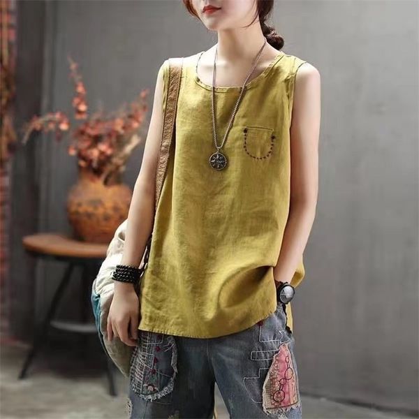 arrival summer women loose casual pockets patchwork tank all-matched cotton linen o-neck big size w226 210512, White
arrival summer women loose casual pockets patchwork tank all-matched cotton linen o-neck big size w226 210512, White