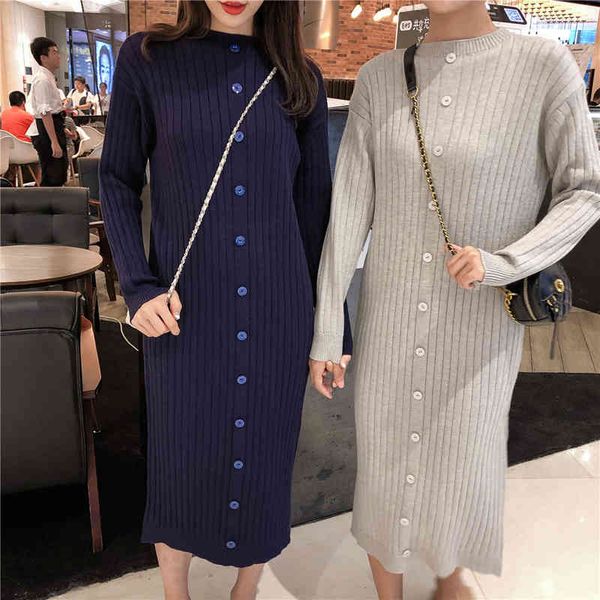 dresses o-neck buttons striped sweater women full sleeve straight long knitted dress female vestidos femme apu5, Black;gray
dresses o-neck buttons striped sweater women full sleeve straight long knitted dress female vestidos femme apu5, Black;gray