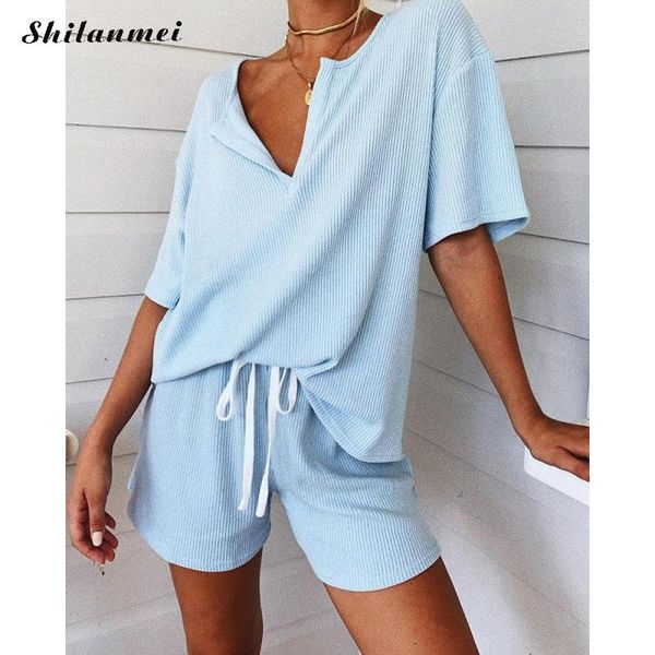 summer beach casual o neck solid short sleeve two piece set sleepwear crop and shorts drawstring 2 women outfits women's tracksuits, Gray
summer beach casual o neck solid short sleeve two piece set sleepwear crop and shorts drawstring 2 women outfits women's tracksuits, Gray