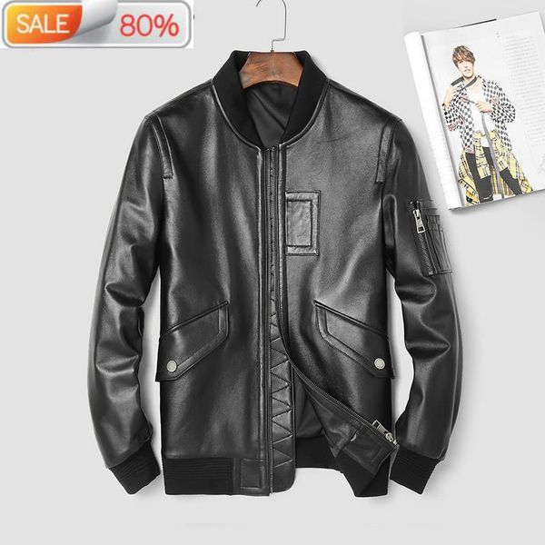 men's leather & faux mens spring autumn genuine sheepskin coat motorcycle bomber jacket men clothes 2021 3906 b22993, Black
men's leather & faux mens spring autumn genuine sheepskin coat motorcycle bomber jacket men clothes 2021 3906 b22993, Black