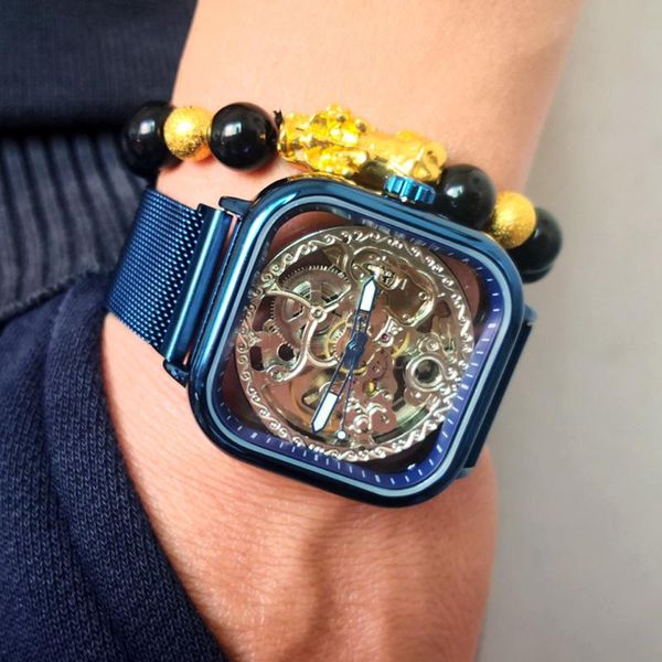 wristwatches famous men's watches transparent skeleton blue steel square automatic mechanical watch orkina relogio masculino, Slivery;brown
wristwatches famous men's watches transparent skeleton blue steel square automatic mechanical watch orkina relogio masculino, Slivery;brown