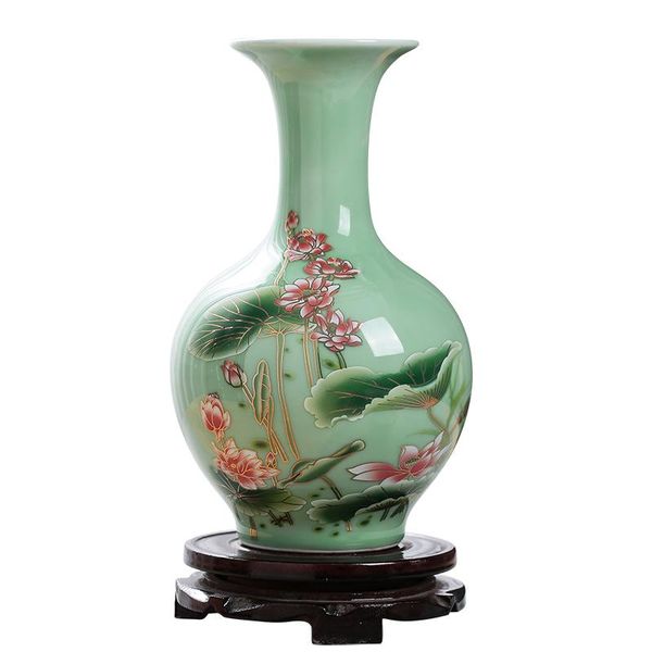 jingdezhen porcelain vase ornament, living room flower arrangement, dry flower, antique lotus pattern, celadon glaze vases
jingdezhen porcelain vase ornament, living room flower arrangement, dry flower, antique lotus pattern, celadon glaze vases