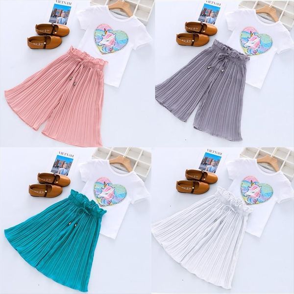 girls summer clothes set unicorn cotton t shirt wide leg cropped pants sport suits children 4 5 6 7, White
girls summer clothes set unicorn cotton t shirt wide leg cropped pants sport suits children 4 5 6 7, White