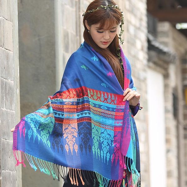 scarves spring autumn cotton ladies scarf shawls ethnic style bufanda female jacquard shawl cloak double-sided keep warm neckerchief, Blue;gray
scarves spring autumn cotton ladies scarf shawls ethnic style bufanda female jacquard shawl cloak double-sided keep warm neckerchief, Blue;gray