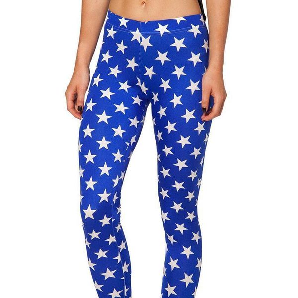 blue stars jeggings pants womens leggings legins printed fashion, Black