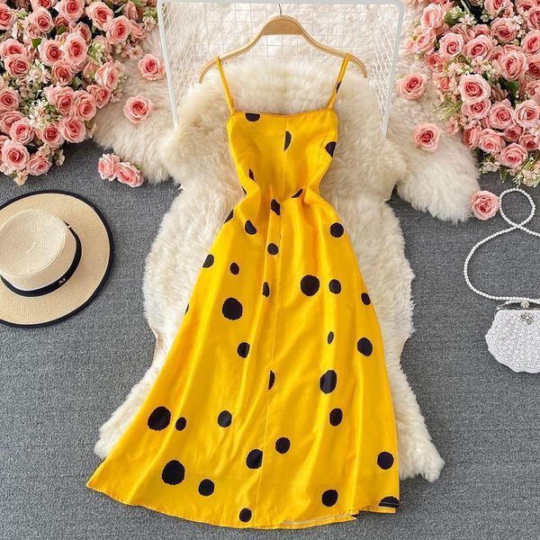 casual dresses girl fashion yellow dot slip dress summer women holiday beach spaghetti strap ladies sleeveless backless, Black;gray
casual dresses girl fashion yellow dot slip dress summer women holiday beach spaghetti strap ladies sleeveless backless, Black;gray