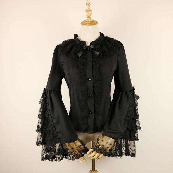 black chiffon & embroidery lace bow ruffle collar flare sleeve gothic victorian shirt sweet lolita blouse plus size women women's blou, White
black chiffon & embroidery lace bow ruffle collar flare sleeve gothic victorian shirt sweet lolita blouse plus size women women's blou, White