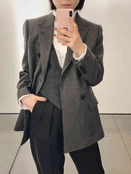 suits 2021 autumn and winter wool gray striped suit vest clothing blazer women q877, White;black
suits 2021 autumn and winter wool gray striped suit vest clothing blazer women q877, White;black