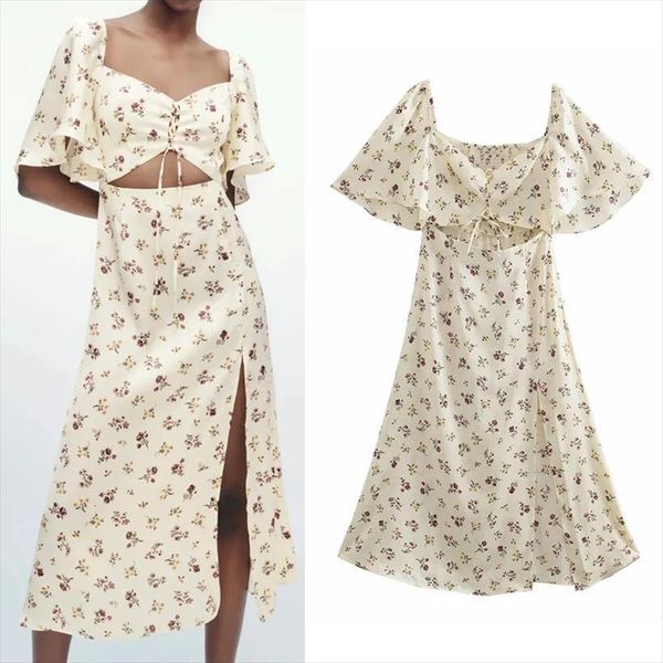 za summer floral print long womens dresses vintage cottagecore short sleeve elegant cut out, Black;gray
za summer floral print long womens dresses vintage cottagecore short sleeve elegant cut out, Black;gray