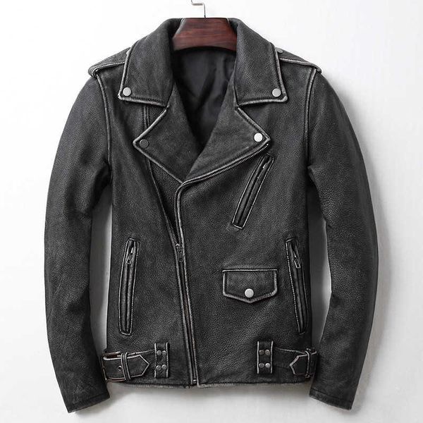 men's leather & faux 2021 arrivals vintage slim fit motorcycle jacket with diagonal zipper cow biker men rivet belt, Black
men's leather & faux 2021 arrivals vintage slim fit motorcycle jacket with diagonal zipper cow biker men rivet belt, Black