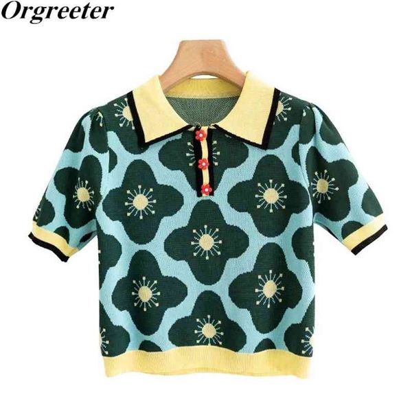 summer thin pullover female sweater sweet flower jacquard short sleeve loose lapel women's knitwear chic button 210602, White
summer thin pullover female sweater sweet flower jacquard short sleeve loose lapel women's knitwear chic button 210602, White