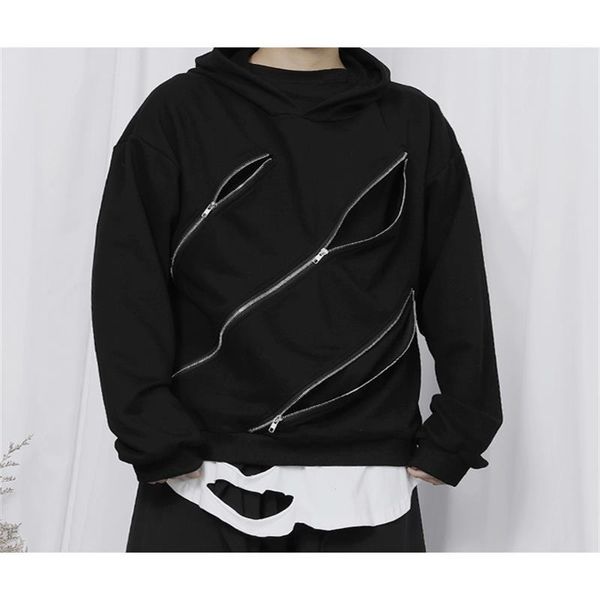 men's hoodies & sweatshirts dark asymmetric zipper design urban youth fashion loose casual large size hooded hoodie, Black
men's hoodies & sweatshirts dark asymmetric zipper design urban youth fashion loose casual large size hooded hoodie, Black