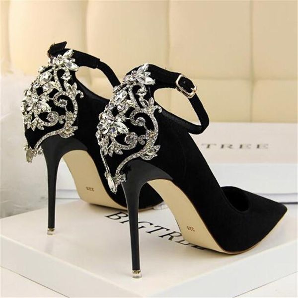 dress shoes elegant crystal pointed toe wedding shoe women's solid flock fashion buckle shallow high heels for women 5 colors, Black
dress shoes elegant crystal pointed toe wedding shoe women's solid flock fashion buckle shallow high heels for women 5 colors, Black