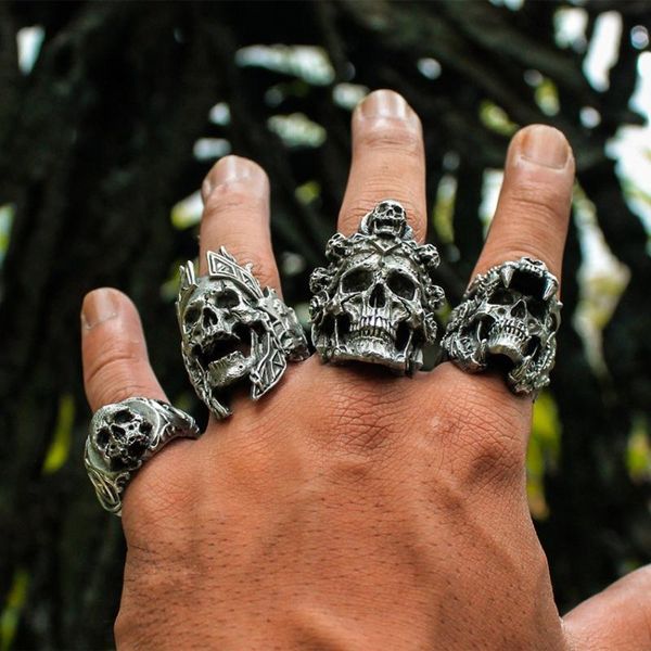 medieval viking skull vintage punk ghost head men's ring stainless steel skeleton biker jaguar jewelry grunge cool stuff rings cluster, Golden;silver
medieval viking skull vintage punk ghost head men's ring stainless steel skeleton biker jaguar jewelry grunge cool stuff rings cluster, Golden;silver