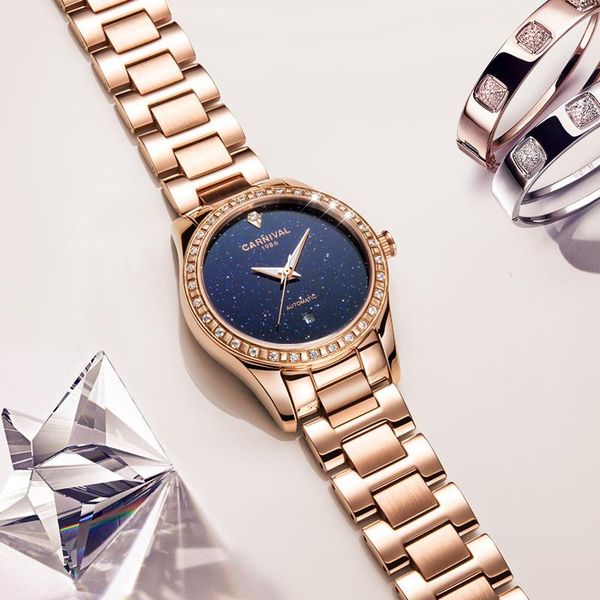 wristwatches fashion women watches 2021 calendar star sky dial clock luxury rose gold women's bracelet automatic mechanical wrist watch, Slivery;brown
wristwatches fashion women watches 2021 calendar star sky dial clock luxury rose gold women's bracelet automatic mechanical wrist watch, Slivery;brown