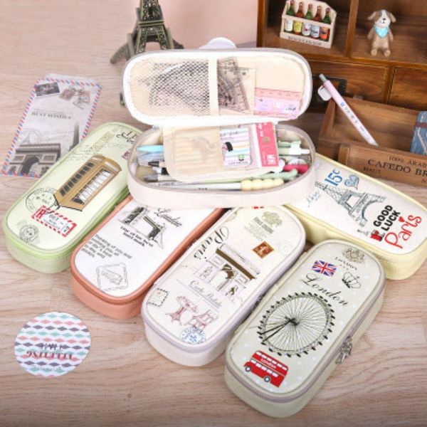 pencil box cartoon cute paris tower case large capacity multi - functional stationery student essential cosmetic bag bags
pencil box cartoon cute paris tower case large capacity multi - functional stationery student essential cosmetic bag bags