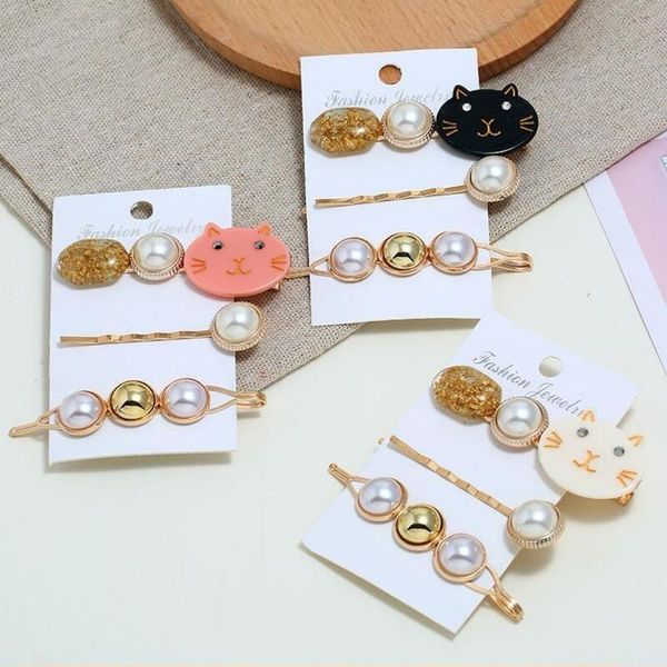 hair clips & barrettes cute cat 3pcs/set korea pearl set for women 2021 fashion handmade hairpins girl jewelry hairgrip, Golden;silver
hair clips & barrettes cute cat 3pcs/set korea pearl set for women 2021 fashion handmade hairpins girl jewelry hairgrip, Golden;silver