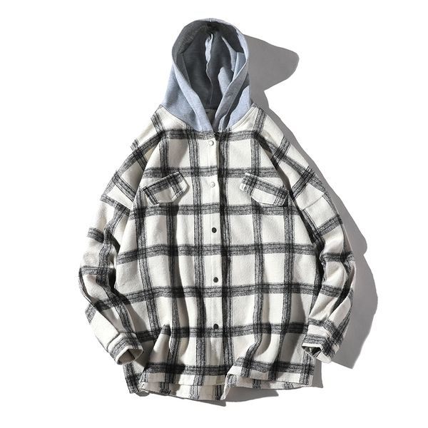 men's casual shirts autumn long sleeve plaid hooded streetwear single breasted camisa masculina abz532 bao7, White;black
men's casual shirts autumn long sleeve plaid hooded streetwear single breasted camisa masculina abz532 bao7, White;black
