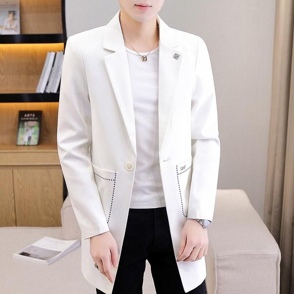 men's suits & blazers autumn men blazer solid color medium long coat korean slim suit windbreaker large pocket trend casual jacket 3xl, White;black
men's suits & blazers autumn men blazer solid color medium long coat korean slim suit windbreaker large pocket trend casual jacket 3xl, White;black