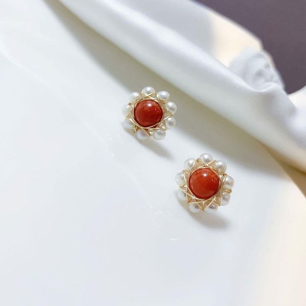 stud daimi freshwater pearl studs earrings 925 sterling silver sunflower red agate for women, Golden;silver
stud daimi freshwater pearl studs earrings 925 sterling silver sunflower red agate for women, Golden;silver