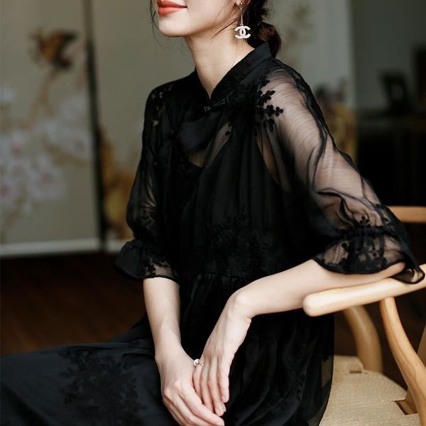 luxury casual dresses 2021 spring and summer women's long temperament embroidered low neck loose cheongsam girl's improved drs two, Black;gray
luxury casual dresses 2021 spring and summer women's long temperament embroidered low neck loose cheongsam girl's improved drs two, Black;gray