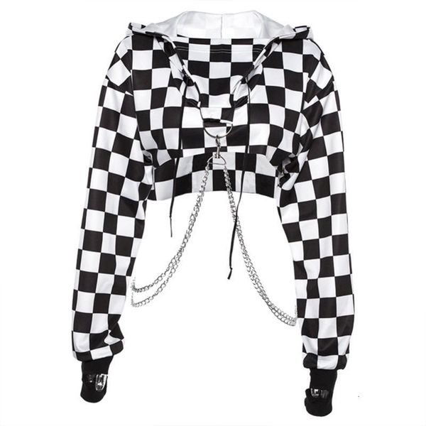 women plaid casual streetwear sweatshirt hoodie crop jumper pullover chain stitching short loose shirt women's hoodies & sweatshirts, Black
women plaid casual streetwear sweatshirt hoodie crop jumper pullover chain stitching short loose shirt women's hoodies & sweatshirts, Black
