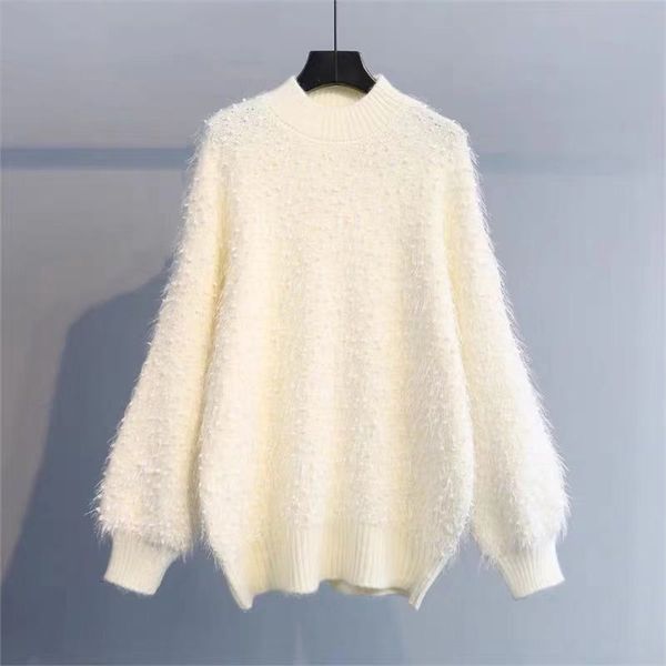 women soft warm knit pull jumpers mohair dots patchwork pink pullovers white oversized casual spring 210430, White;black
women soft warm knit pull jumpers mohair dots patchwork pink pullovers white oversized casual spring 210430, White;black