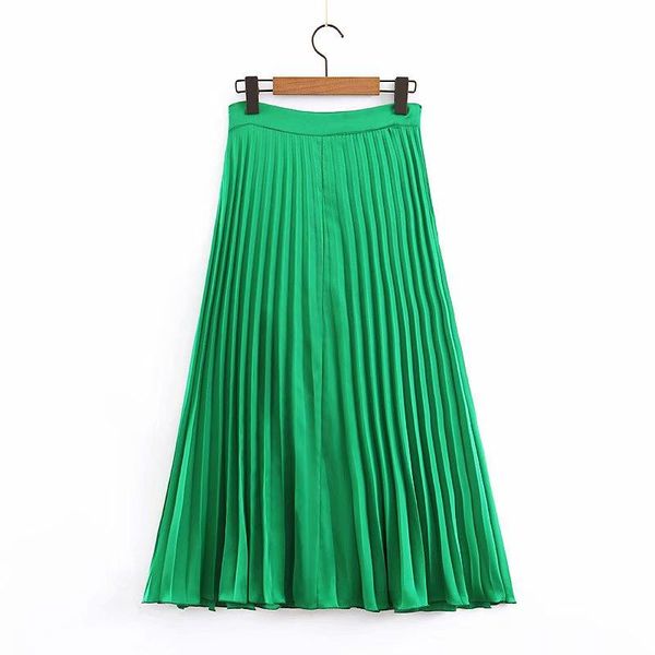 skirts 2021 summer fashion elegant bohemia chiffon pleated a line green skirt women long beach, Black
