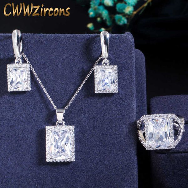 sparkling big square cubic zirconia stone ring pendant necklace and earring jewelry sets for women bridesmaid t070 210714, Silver
sparkling big square cubic zirconia stone ring pendant necklace and earring jewelry sets for women bridesmaid t070 210714, Silver
