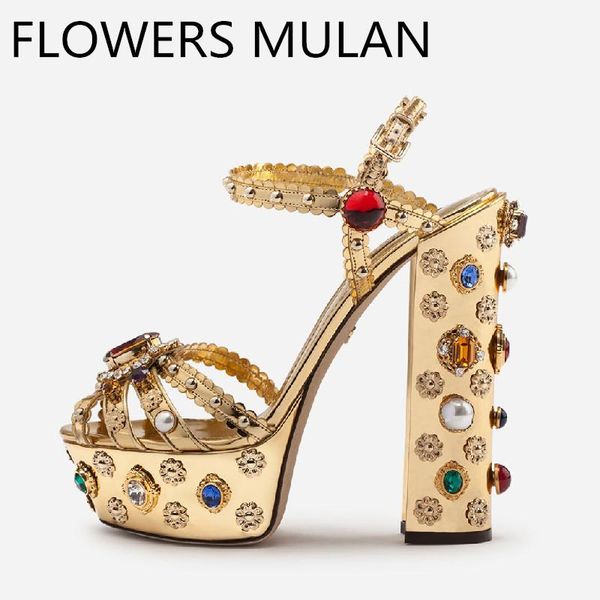 rhinestone metallic gold leather sandals chunky high heel platform strappy summer party shoes women 35-42, Black
rhinestone metallic gold leather sandals chunky high heel platform strappy summer party shoes women 35-42, Black
