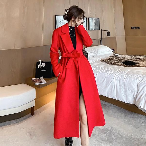 women's wool & blends big red tweed coat women's middle and long 2021 winter thickened fashion temperament shows thin woolen, Black
women's wool & blends big red tweed coat women's middle and long 2021 winter thickened fashion temperament shows thin woolen, Black