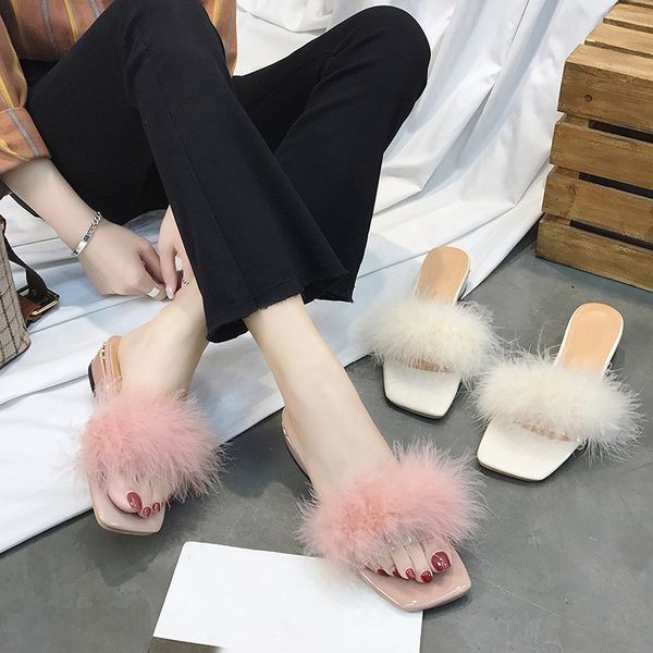 women slippers fur ladies sandals fashion square toe chuncky heels pu woman slides new summer shoes female footwear plus size, Black
women slippers fur ladies sandals fashion square toe chuncky heels pu woman slides new summer shoes female footwear plus size, Black