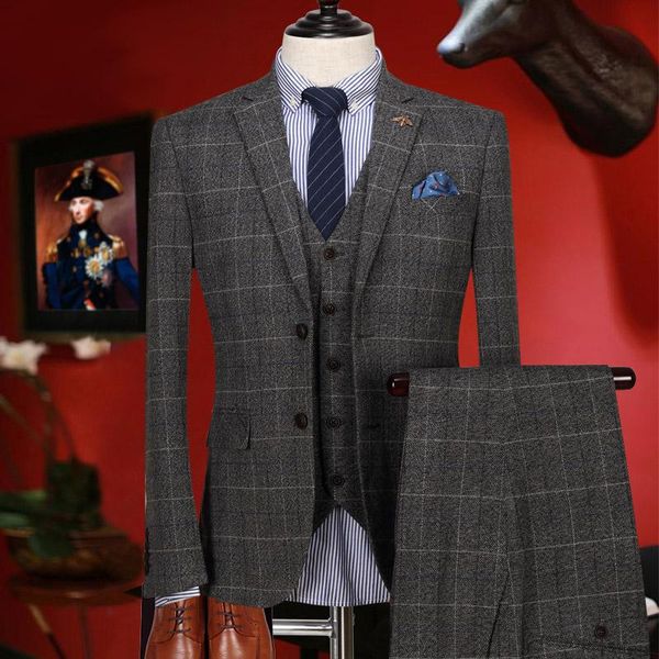 suit men retro deep grey plaid wedding suits for winter business groom mens with pants vest + blazer pant slim fit men's & blazers, White;black
suit men retro deep grey plaid wedding suits for winter business groom mens with pants vest + blazer pant slim fit men's & blazers, White;black
