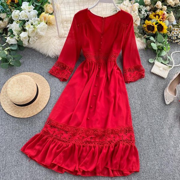 white/red hollow out midi dress women v-neck long sleeve chiffon dresses female fashion vintage vestido fall 210426, Black;gray
white/red hollow out midi dress women v-neck long sleeve chiffon dresses female fashion vintage vestido fall 210426, Black;gray