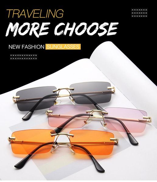 sunglasses rimless woman vintage square rectangle sun glasses for women's men 2021 wholesale femal sunglass uv400, White;black 
sunglasses rimless woman vintage square rectangle sun glasses for women's men 2021 wholesale femal sunglass uv400, White;black