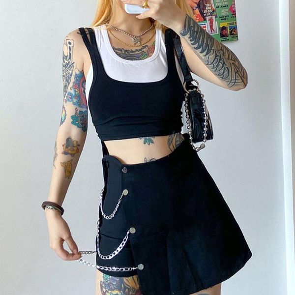 skirts women pantskirts punk chain irregular splicing shorts autumn high waist fashionable fake skirt clubwear streetwear, Black
skirts women pantskirts punk chain irregular splicing shorts autumn high waist fashionable fake skirt clubwear streetwear, Black