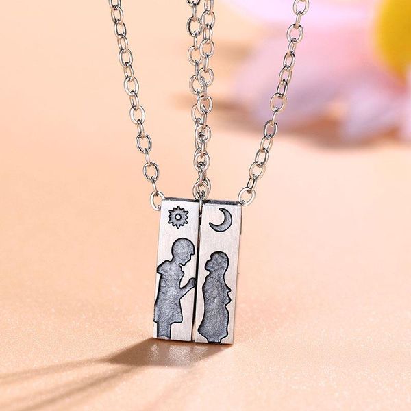 pendant necklaces 1 pair fashion magnetic couple round geometric necklace trendy style for men women wedding jewelry lovers valentine's, Silver 
pendant necklaces 1 pair fashion magnetic couple round geometric necklace trendy style for men women wedding jewelry lovers valentine's, Silver