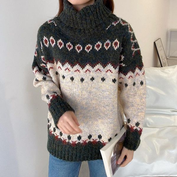 women's sweaters 2021 christmas two-color symphony floral yarn soft thick ladies turtleneck pullover long sleeve fall winter sweater, White;black
women's sweaters 2021 christmas two-color symphony floral yarn soft thick ladies turtleneck pullover long sleeve fall winter sweater, White;black