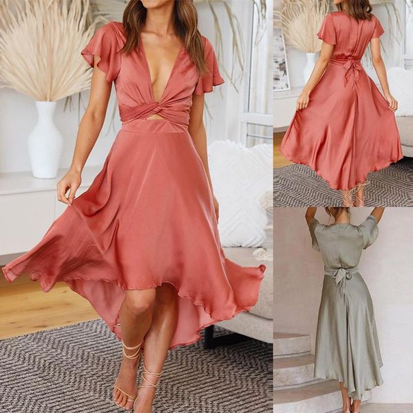 casual dresses elengant women's ruffles midi dress 2021 summer party lady long v-neck sundress short sleeve lace up female, Black;gray
casual dresses elengant women's ruffles midi dress 2021 summer party lady long v-neck sundress short sleeve lace up female, Black;gray