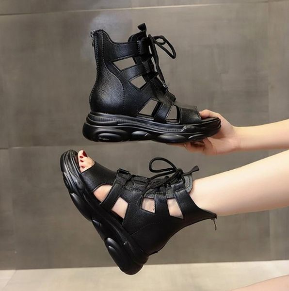 sandals soft mid heels summer vintage leather shoes woman women plus size gladiator sandalias mujer sapato feminino sf0686, Black
sandals soft mid heels summer vintage leather shoes woman women plus size gladiator sandalias mujer sapato feminino sf0686, Black