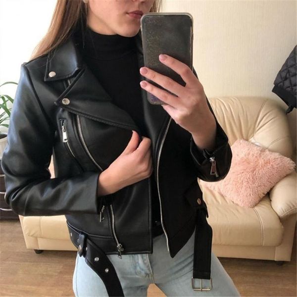 women's leather & faux winter y2k zipper artificial jacket lapel long sleeve short coat pu clothing slim for motorcycle riding, Black
women's leather & faux winter y2k zipper artificial jacket lapel long sleeve short coat pu clothing slim for motorcycle riding, Black