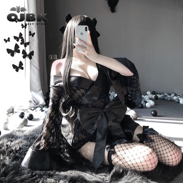 cosplay uniform dark japanese kimono erotic costumes for women robe cardigan role play net yarn black 3pcs lingerie set, Black;white
cosplay uniform dark japanese kimono erotic costumes for women robe cardigan role play net yarn black 3pcs lingerie set, Black;white