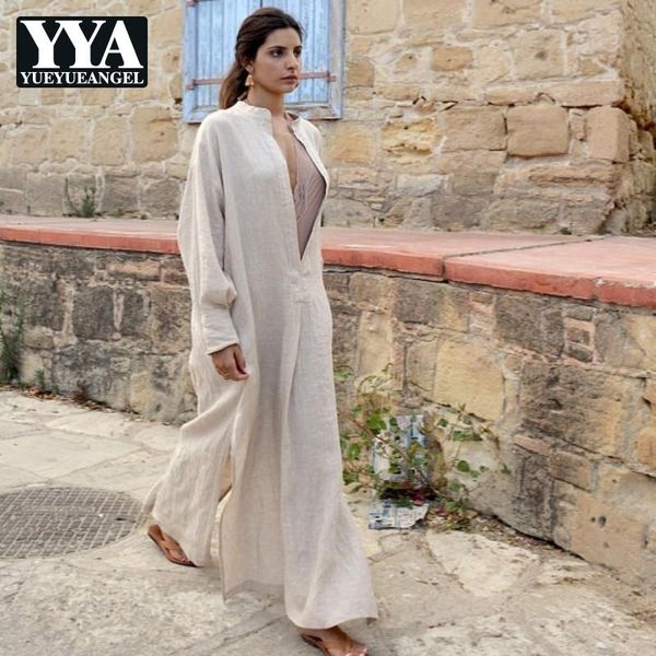 casual dresses summer v-neck loose fit women maxi dress long sleeve side split female soft cotton linen robes clothes, Black;gray
casual dresses summer v-neck loose fit women maxi dress long sleeve side split female soft cotton linen robes clothes, Black;gray