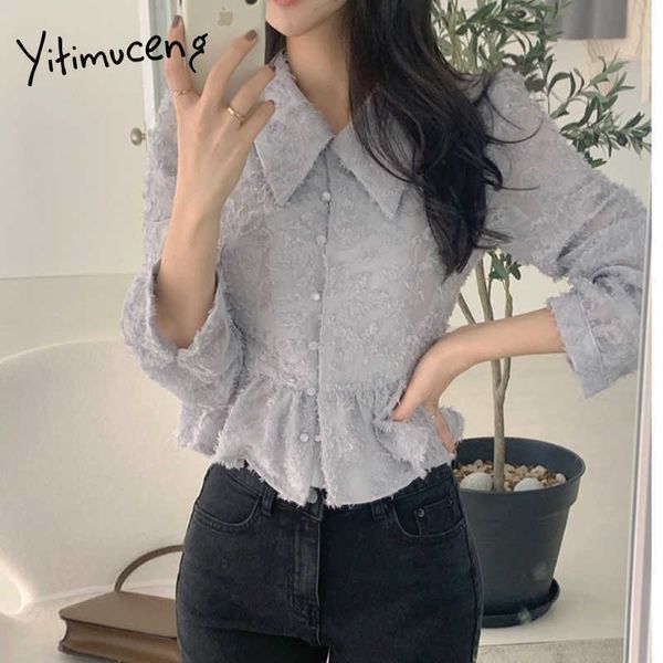 yitimuceng lace chiffon blouse women button up shirts office lady long sleeve blue spring summer french fashion 210601, White
yitimuceng lace chiffon blouse women button up shirts office lady long sleeve blue spring summer french fashion 210601, White
