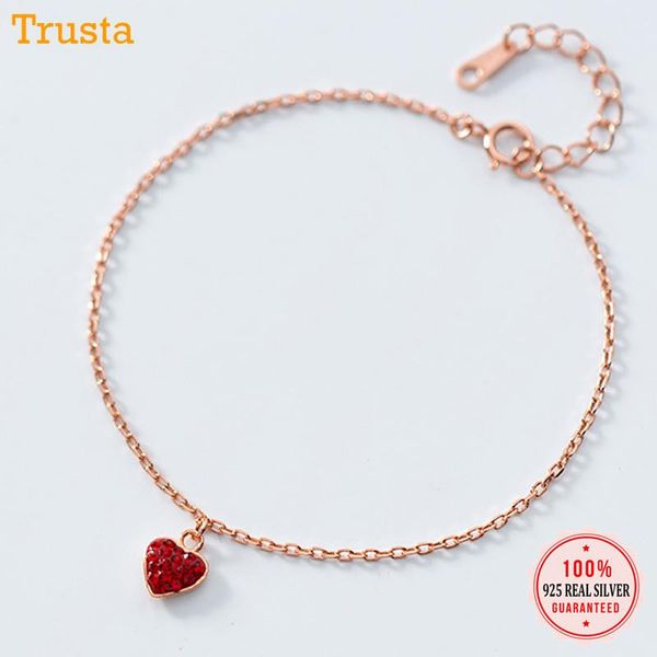 link, chain trusta 100% 925 sterling silver bracelet cz red heart rose fashion women jewelry love gift for girls lady ds1405, Black
link, chain trusta 100% 925 sterling silver bracelet cz red heart rose fashion women jewelry love gift for girls lady ds1405, Black