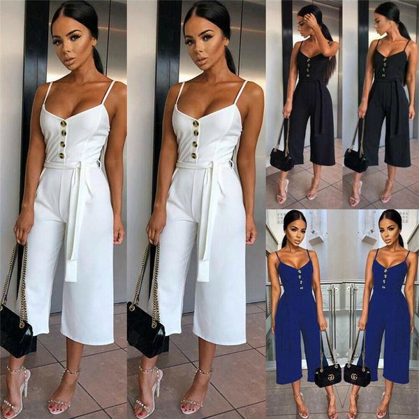 women's jumpsuits & rompers hirigin est womens wide leg jumpsuit ladies sleeveless evening party button cotton long playsuit, Black;white
women's jumpsuits & rompers hirigin est womens wide leg jumpsuit ladies sleeveless evening party button cotton long playsuit, Black;white