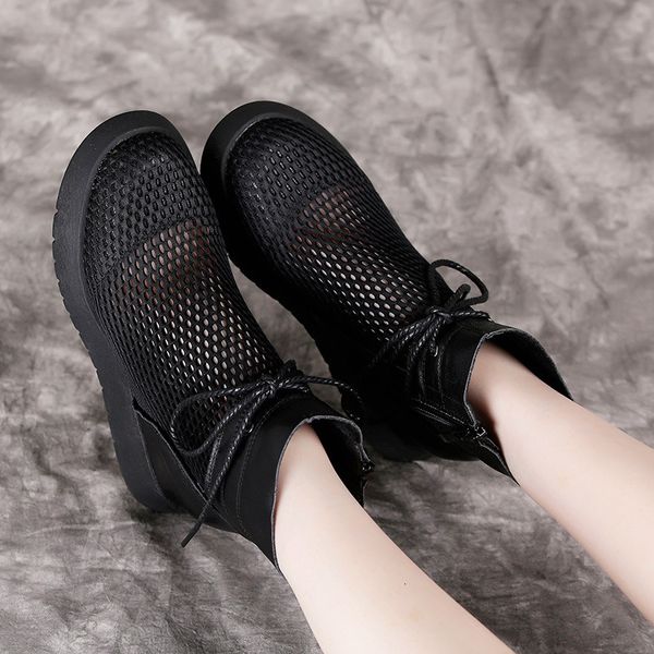 round headed martin women's summer gauze non slip versatile single boot inner heightening cool boots spring and autumn leather, Black
round headed martin women's summer gauze non slip versatile single boot inner heightening cool boots spring and autumn leather, Black